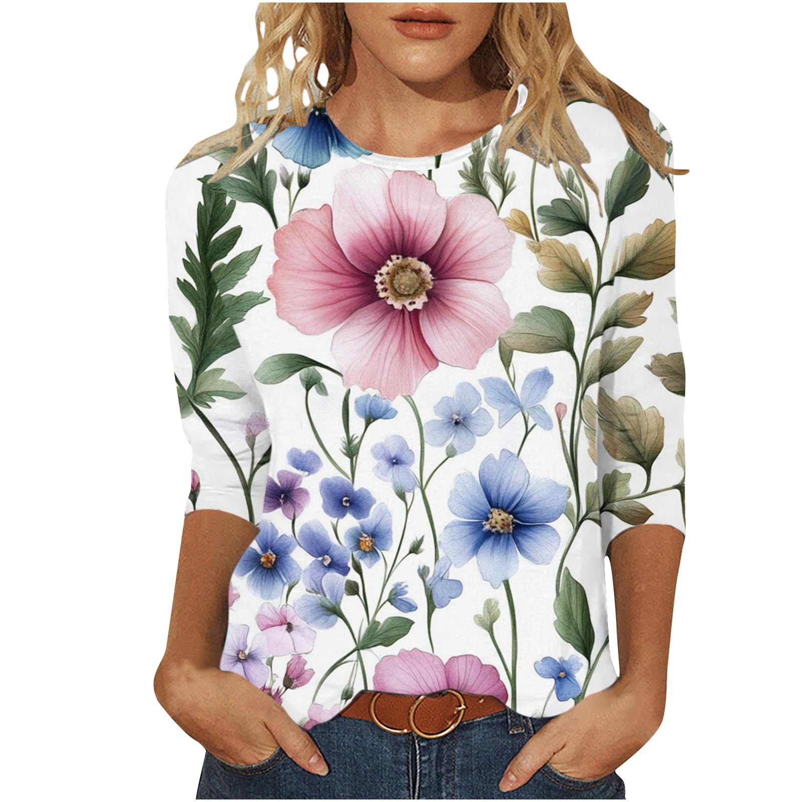 Women Blouse 3/4 Sleeve Petite, Womens Looseting T Shirts Previous Orders Summer Crop Tops for Women Women Clothing Tops my orders deals